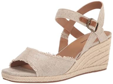Lucky Brand womens Mindra Wedge Sandal, Natural/Platino, 7.5 Wide US - Image 1