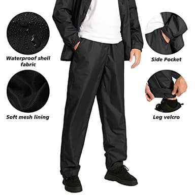 SWISSWELL Men's Waterproof Golf Rain Suit Rain Gear Jacket and Pant Outdoor Lightweight Hooded Raincoat Black Medium - Image 5