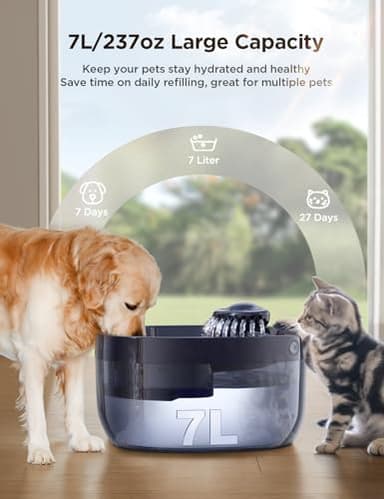 7L/1.8Gal Dog Water Fountain for Large Dog, FEELNEEDY Dog Water Bowl Dispenser Pet Water Fountain, Water Dispenser for Dogs with Ultra Quiet Pump for Multiple Cats, Dogs, Pets (FN-W05, Blue) - Image 2