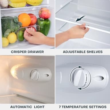 Upstreman 3.1 Cu.Ft Mini Fridge with Freezer, Double Door Small Fridge, Dorm Essentials, Adjustable Thermostat, Energy Saving, Mini Refrigerator for Office, Dorm,Bedroom, Stainless - Image 3