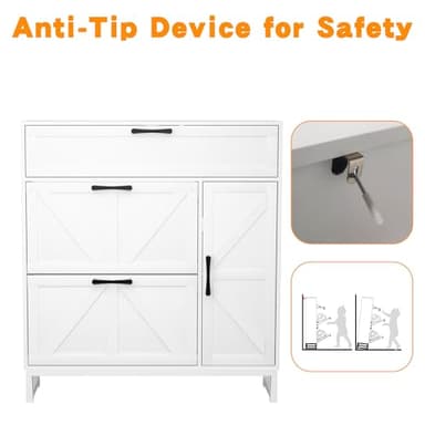 Betterhood Shoe Cabinet for Entryway with 2 Flip Drawers, Slim Freestanding Shoe Rack Organizer, Entryway Shoe Cabinet with Open Storage for Foyer and Hallway, White - Image 8