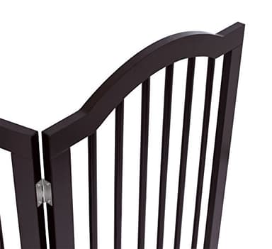 INTERNET'S BEST Arched Top Dog Gate | 3 Panel, 36" H Wooden Pet Barrier for Dogs or Cats | Freestanding Folding Room Divider for Doorways, Hallways, Stairs, and Porch | Portable, Extra Wide | Espresso - Image 7