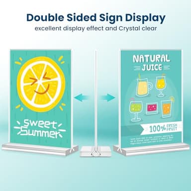 Acrylic Sign Holder, 5x7, 15 Pack Vertical Clear Table Menu Display, Double Sided, Plastic Stand, Suitable for Restaurants, Office, Store, Fair - Image 2
