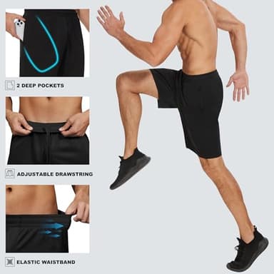 Profectors Men's Athletic Shorts with Pockets and Elastic Waistband Quick Dry Activewear Workout Shorts for Men - Image 3