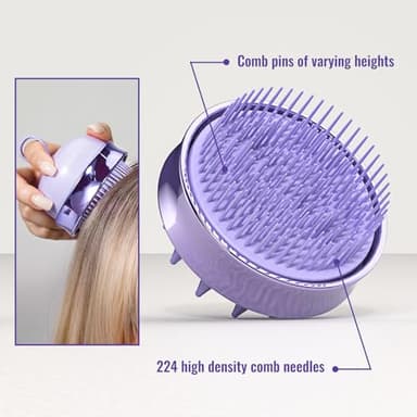 SHINLEA 2 in 1 Scalp Massager Hair Growth,Scalp Scrubber with Soft Silicone Bristles for Dandruff Removal,Shampoo Brush for Exfoliation,Head Massager for Both Wet and Dry Use (Purple) ﻿ - Image 3