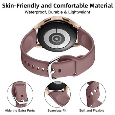 Maledan Bands Compatible for Samsung Galaxy Watch 4 5 6 7 FE 40mm 44mm, Galaxy Watch 5 Pro 45mm/4 6 Classic 42mm 46mm 43mm 47mm/Active 2, 20mm Soft Silicone Sport Wristband Women Men, Small, 8 Pack - Image 2