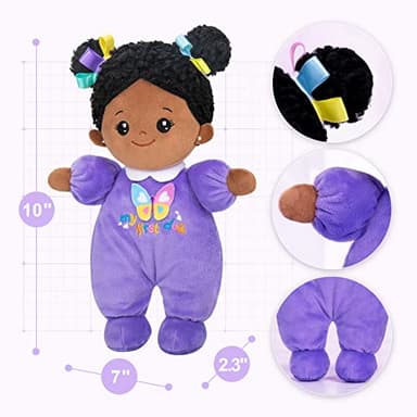 OUOZZZ 10" Black Baby Doll for 1 Year Old Girl Gifts - First African American Baby Dolls Toys for Girl Birthday Christmas Plush Gift for Toddler - Image 3