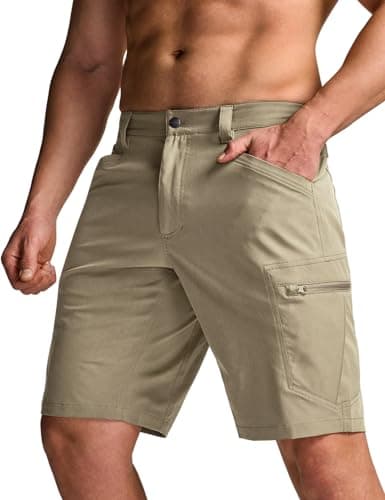 CQR Men's Quick Dry Stretch Hiking Cargo Shorts, Lightweight Water Resistant Tactical Casual, Golf & Outdoor with Pockets, Rocky Tan, 30W x 10L - Image 1