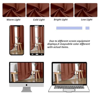 Simplebrand Ava Terracotta Blackout Curtains for Bedroom 84 Inch Length 2 Panels Set, Solid Thermal Insulated Privacy Living Room Window Treatment Curtains Blackout Drapes, W40 x L84 Inch, Terracotta - Image 9