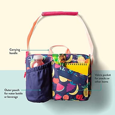 PlanetBox Insulated Lunch Bag Tutti Frutti Edition Carry Bag with Pockets for Water Bottle and Snacks, Durable, Easy to Clean, BPA Free - Image 3