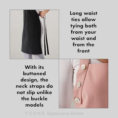 TOSHE Kitchen Apron Waterdrop Resistant Cotton Apron with adjustable Aprons for Women with Pockets 10 Color option Cooking Powder Pink Apron (Powder Pink) - Image 6