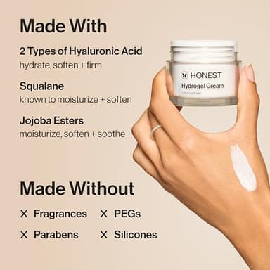 Honest Beauty Hydrogel Cream with Hyaluronic Acid | Lightweight, Moisturizing Water Cream | Gentle for Sensitive Skin, Fragrance Free, Vegan | 1.7 fl oz - Image 3