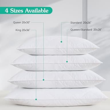Three Geese White Goose Feather Bed Pillows Queen/Standard Size Set of 2- Soft 600 Thread Count 100% Cotton, Medium Firm,Soft Support Surround Fill Polyfiber,White Solid - Image 7