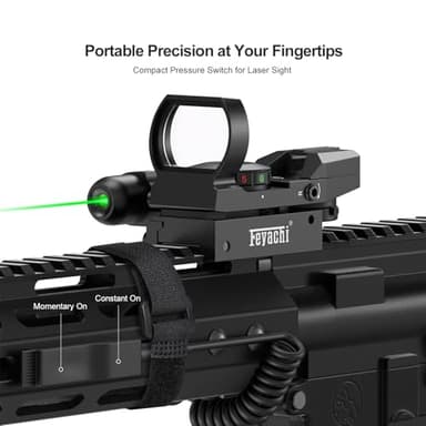 Feyachi RSL-88 Reflex Sight - 4 Reticle Red & Green Dot Sight Optics with Integrated Green Laser Sight Less Than 5mW Output with Pressure Switch - Image 4
