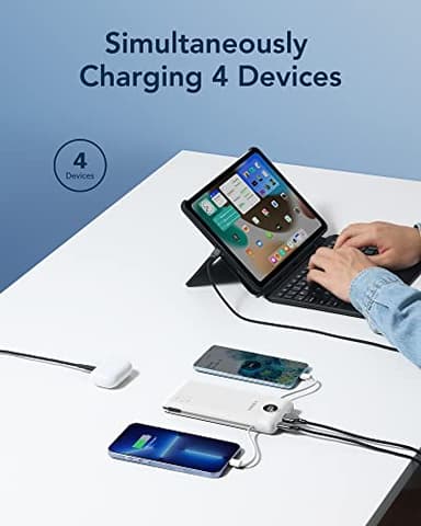 VEGER Portable Charger with Built-in AC Plug and Cables, All in One 10000mAh Ultra Slim Power Bank Travel Essentials, 15W Fast Charging Battery Pack Compatible with iPhone, Samsung, Android (White) - Image 4
