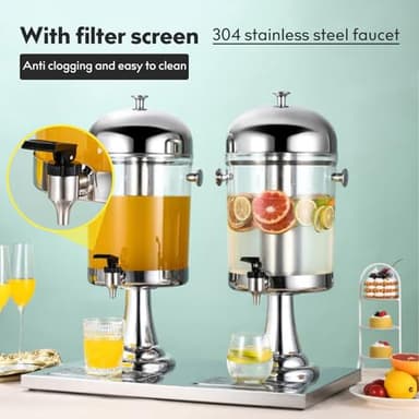 4.5 Gallon Drink Dispensers for Parties, Beverage Dispenser with Stand, Commercial Hot Cold Juice Dispenser with Ice Container and Stainless Steel Drip Trays for Beer, Water Lemonade - Image 3