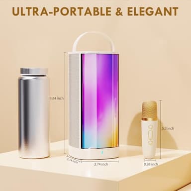 HWWR Mini Karaoke Machine for Kids and Adults, Portable Bluetooth 5.3 Karaoke Speaker with 2 Wireless Microphones, Popular Birthday Gifts for Girls Boys Age 3-12+, Singing Machine with Party Lights - Image 7