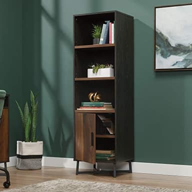 Sauder Canton Lane Industrial 3-Shelf Bookcase with Door/Book Shelf, Brew Oak Finish - Image 3