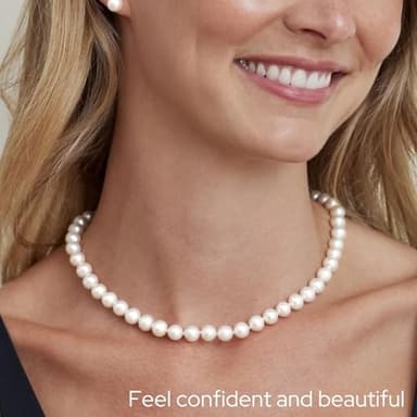 The Pearl Source Real Pearl Necklace for Women with AAA+ Quality Round White Freshwater Genuine Cultured Pearls (White Gold, 9-10mm) - Image 9