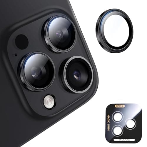 MAGIC JOHN for iPhone 16 Pro Max/16 Pro Camera Lens Protector [Alignment Kit&1:1 Invisible Perfect Fit] 9H Aerospace Tempered Glass Anti-Scratch Durable, Individual Cover Ring, Case Friendly, Set of 2,Black - Image 1