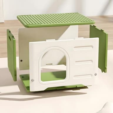 Nagpew Plastic Cat House Indoor Outdoor, Waterproof Feral Cat Shelter with Mat, Escape Door, Sturdy Large Pet House for Cats, Puppy, Rabbit, Easy Assemble, Green - Image 7