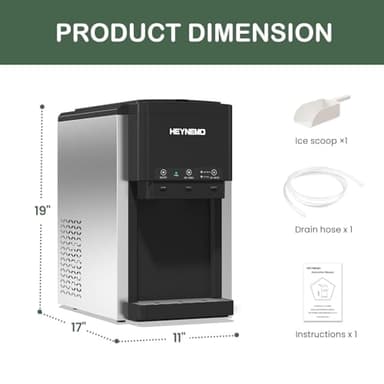 Heynemo 3-in-1 Ice Maker, Ice Dispenser for Ice Making, Ice Crushing, Ice Water, Nugget Ice Machine Countertop, 44lbs Daily Capacity, 12 Ice Cubes in 6 Mins, Perfect for Home, Kitchen, RV Use - Image 6