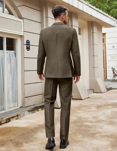 COOFANDY Men Suits Classic Fit 2 Piece Suit Set One Button Casual Blazer Wedding Bussiness Suit Separates, Brown, Medium - Image 5