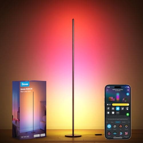 Govee RGBIC Floor Lamp Basic, LED Corner Lamp Works with Alexa, 1000 Lumen Smart Modern Floor Lamp with Music Sync and 16 Million DIY Colors, Color Changing Standing Lamp for Bedroom Living Room Black - Image 1