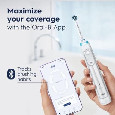 Oral-B Smart 5000 Rechargeable Electric Powered Toothbrush, Black with Travel Case and Bluetooth - Visible Pressure Sensor to Protect Gums - 5 Cleaning Modes - 2 Minute Timer - Image 4