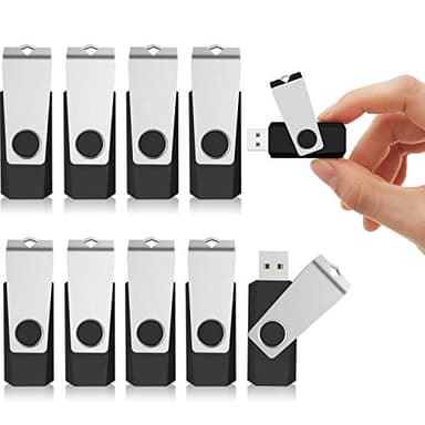 KEXIN 10 Pack 32GB USB Flash Drive Bulk Flash Drive Thumb Drive Memory Stick USB 2.0 Flash Drive Swivel Drive Black (32 GB, Black 10 Pack) - Image 1