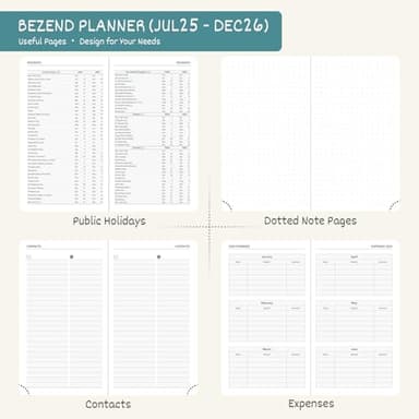 BEZEND Pocket Planner 2025-2026 Weekly and Monthly, 3.5" x 6" Academic Planner (Jul 25-Dec 26) 18-Month Mid-Year Calendar Book, Storage Pocket, Pen Holder, PU Leather Hardcover - Black - Image 5