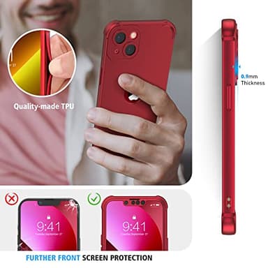 ORETECH for iPhone 13 Case, with [2 Screen Protectors] [15 Ft Military Grade Drop Test] [Camera Protection] 360° Full Body Shockproof Slim Thin Phone Case iPhone 13 Cover 6.1"- Red - Image 7