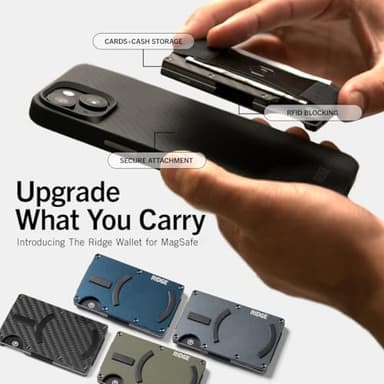 Ridge Wallets for Men Magsafe - Slim Minimalist Compact Wallet and Card Holder, RFID Protected Front Pocket Wallets for Men with Integrated Cash Strap (Alpine Navy) - Image 3