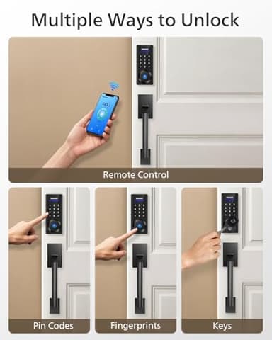 Philips Wi-Fi Smart Lock with Handle, Keyless Entry Keypad Door Lock with Handle, Front Door Deadbolt Set with WiFi Gateway, App Control, Fingerprint Unlock, PIN Code Unlock, Auto Locking - Image 2