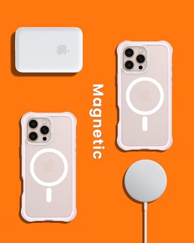 ORNARTO Air Case for iPhone 16 Pro Max Clear, Compatible with MagSafe, Military-Grade Drop Protection Cover with Built-in Air-Pink - Image 7