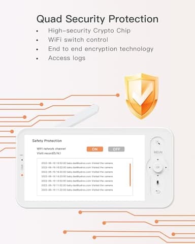 ARENTI Baby Monitor with 2 Cameras, 2K/3MP WiFi 6 Camera and Audio, 5-inch Wireless Screen, Smartphone App, Super Night Vision, Crying Detection, Auto Tracking, Temp&Humidity Sensor (D3 Set) - Image 8