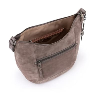 The Sak Sequoia Hobo Bag in Leather, Single Shoulder Strap, Mushroom Suede - Image 3