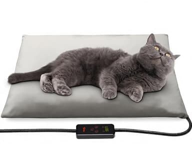 Toozey Small Pet Heating Pad, 6 Adjustable Temperature Dog Cat Heating Pad with Timer, Waterproof Heated Cat Bed with Chew Resistant Cord, Indoor Electric Pet Heated Mat 18x16in - Image 1