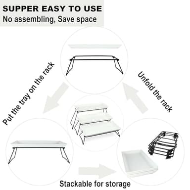 Czlizdyt Extra Large 3 Tier Serving Tray Set, 24x22x9.7 inch Cupcake Fruit Cookie Dessert Table Display Stands Melamine Tiered Platters Food Trays for Party Buffet Entertaining, White - Image 5