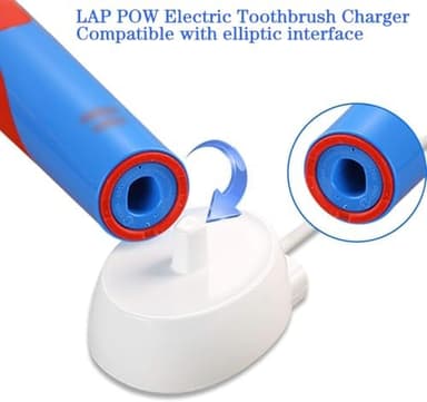 LAP POW Replacement Charger Compatible with Oral B Electric Toothbrush Series 3 4 5 6 Pro 1000/3000/5000, Inductive Charging Base Portable Waterproof Power Cord Environmental ABS, Model XT-3757 White - Image 4