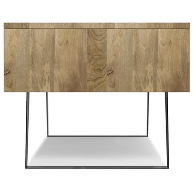 SIMPLIHOME Lowry Solid Mango Wood and Metal 48 inch Wide Rectangle Modern Industrial Coffee Table in Natural for The Living Room and Family Room - Image 6