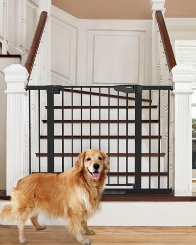 Cumbor 29.7-46" Baby Gate for Stairs, Mom's Choice Awards Winner-Auto Close Dog Gate for The House, Gifts for Mom, Easy Install Pressure Mounted Pet Gates for Doorways, Black - Image 1