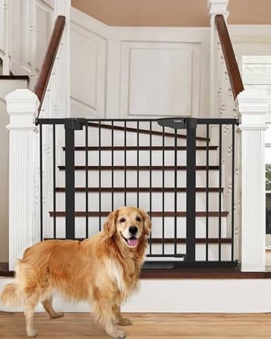 Cumbor 29.7-46" Baby Gate for Stairs, Mom's Choice Awards Winner-Auto Close Dog Gate for The House, Gifts for Mom, Easy Install Pressure Mounted Pet Gates for Doorways, Black - Image 1