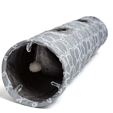 LUCKITTY Geometric Straight Cat Tunnel with Plush Inside,Cats Toys Collapsible Tunnel Tube with Balls, for Rabbits, Kittens, Ferrets,Puppy, Diameter 9.8 Inch - Image 5