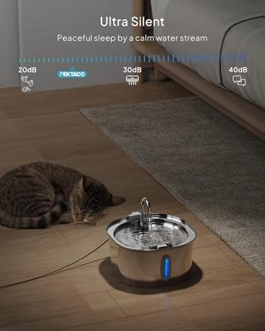 PEKTACO Cat Water Fountain - 3.2L/108oz Stainless Steel Pet Water Drinking Fountain for Cats Indoor, Dog Water Fountain with Water Level Window - Image 5