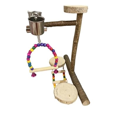 Natural Wood Bird Perch Playground for Outside the Cage Wall, Bird Platform and Play Area for Small to Medium Parrots like Cockatiels, Conures, Parrotlets, Lovebirds, and Budgies, Bird Cage Accessory - Image 8