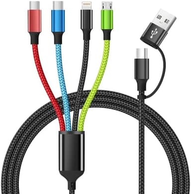 Travel 4 in 2 Multi Charging Cable with Dual Type-C, USB A/USB C Chargers for Multiple Devices, Multiple Charger Cord Compatible with Most Cell Phones/Tablets and More (1Pack, 5FT - Image 3