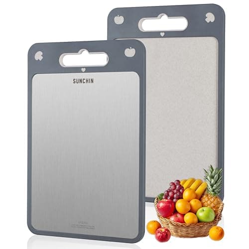 Cutting Board for Kitchen,Cutting Board Double Sided Food Grade,316 Stainless Steel and Wheat Straw PP, Easy to Clean Large Size 16”×11” - Image 1