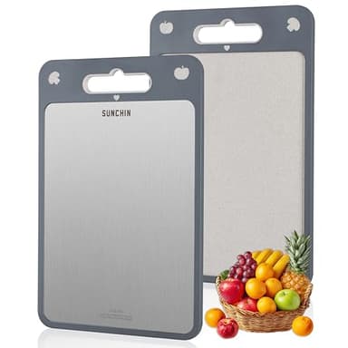 Cutting Board for Kitchen,Cutting Board Double Sided Food Grade,316 Stainless Steel and Wheat Straw PP, Easy to Clean Large Size 16”×11” - Image 1