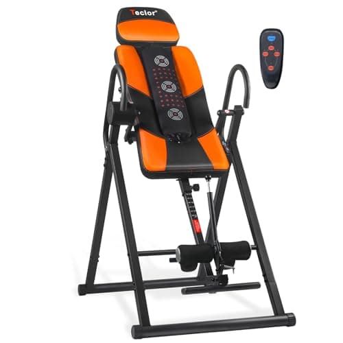 Teclor Inversion Table,Advanced Heat and Massage Function,Strength Training Inversion Table for Back Pain Relief,Heavy Duty Inversion Table 350 lbs Capacity with Wider and Thickened Backrest - Image 1